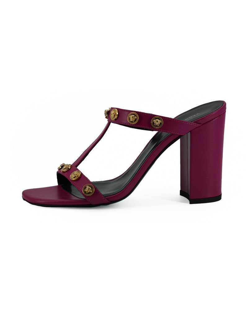 Versace Purple Leather Calf High Heel Sandals Glam Steals
