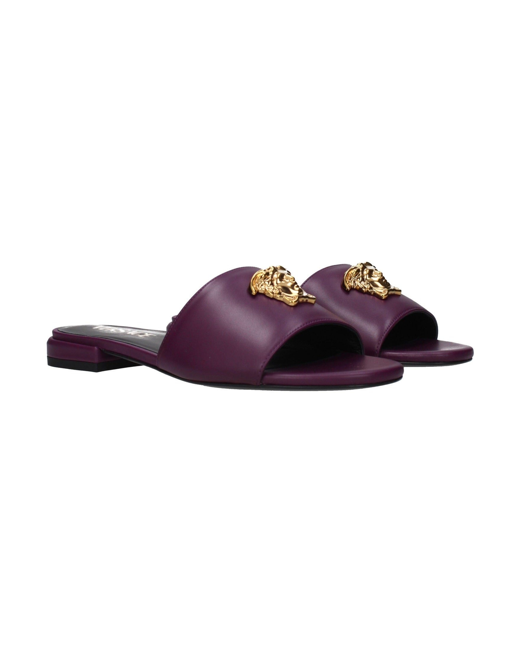 Versace Purple Leather Slippers Glam Steals