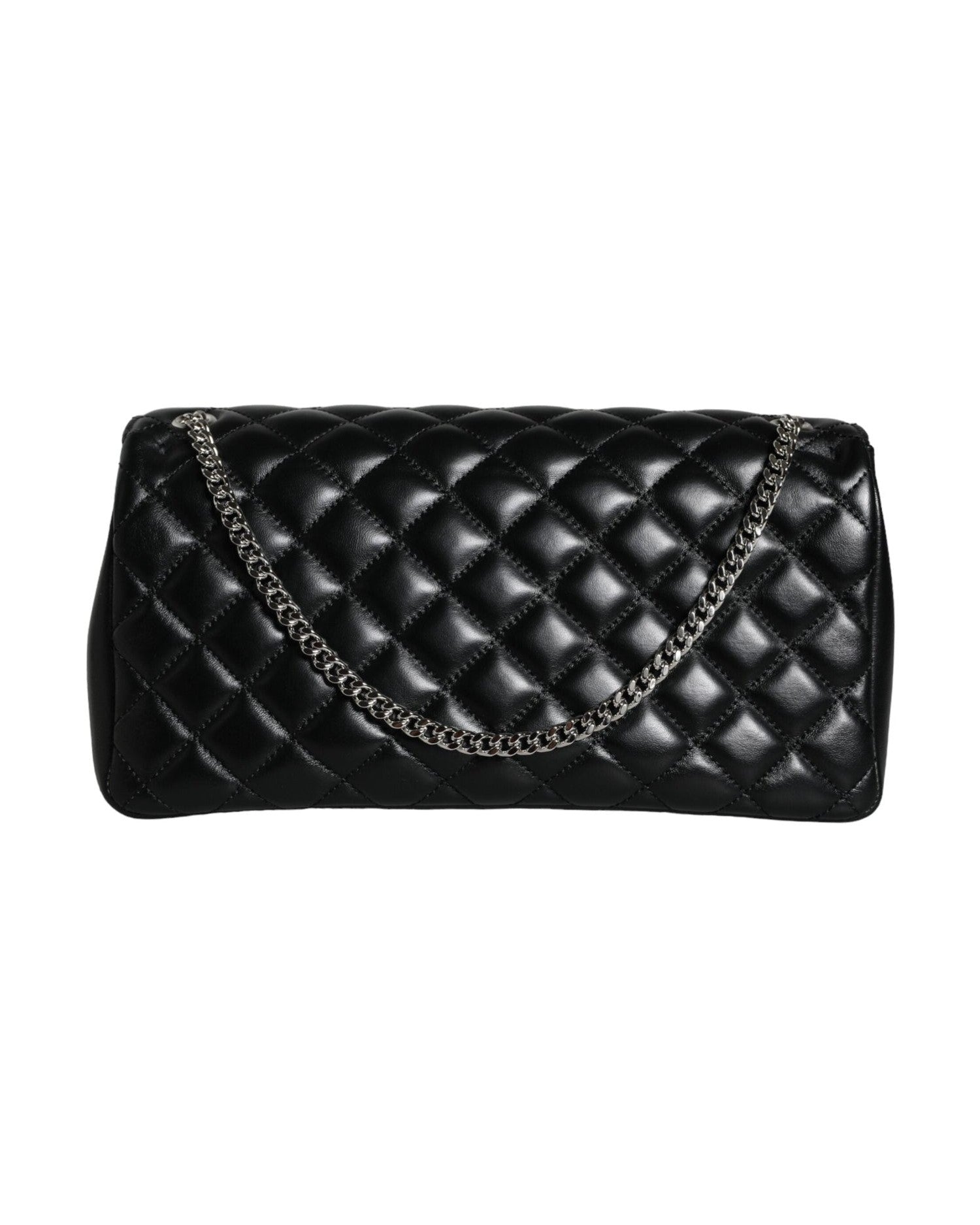 Versace Quilted Lambskin Leather Crossbody Shoulder Black Bag Glam Steals