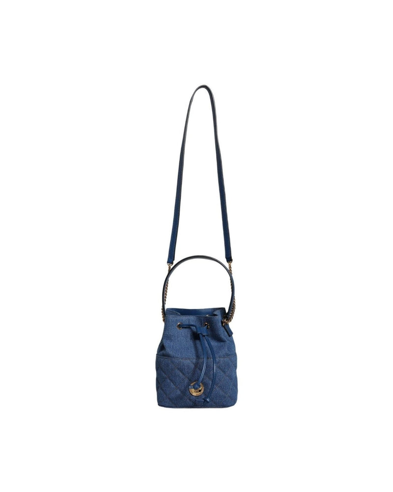 Versace Quilted Denim Leather Crossbody Shoulder Blue Bag Glam Steals