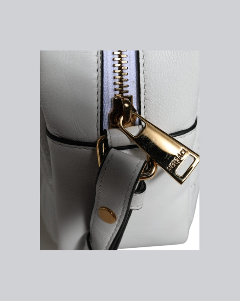 Versace Quilted Nappa Leather Crossbody Shoulder White Bag Glam Steals