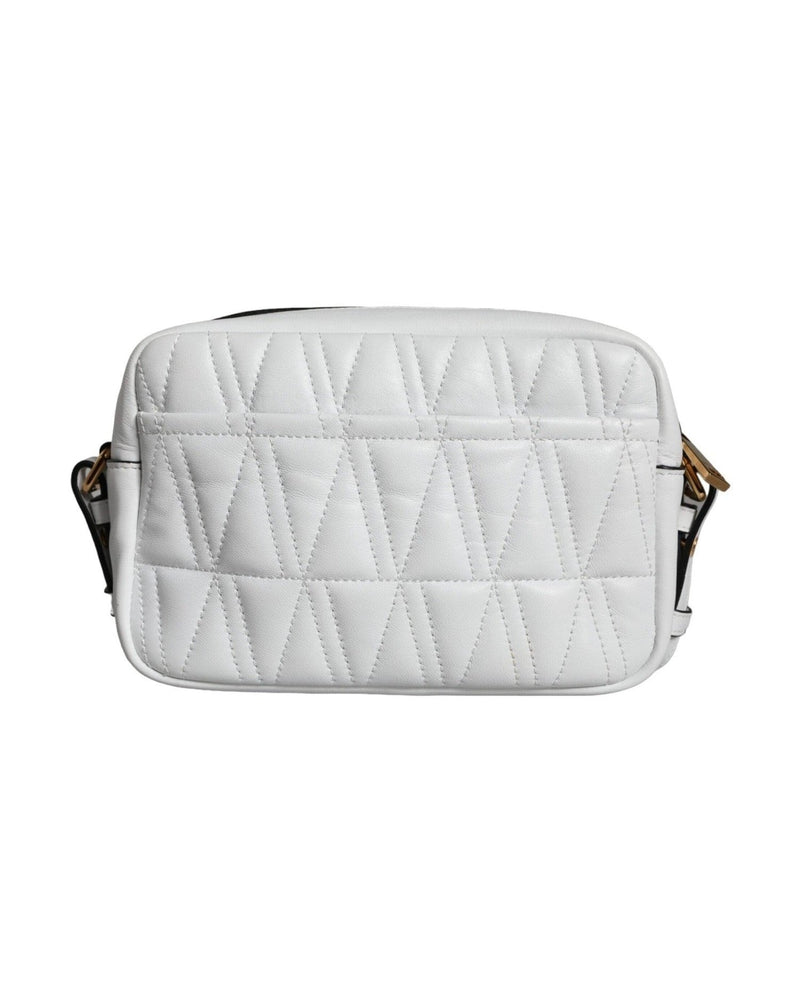 Versace Quilted Nappa Leather Crossbody Shoulder White Bag Glam Steals