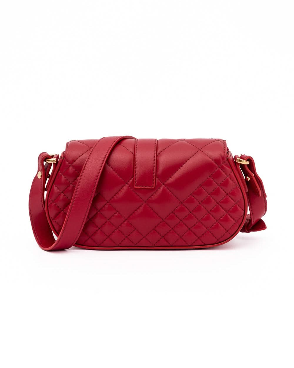 Versace Red Leather Quilted Shoulder Strap Bag Glam Steals