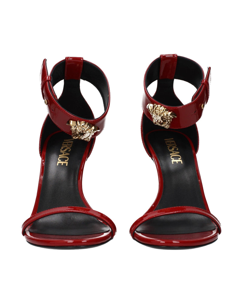 Versace Red Leather Stiletto Heel Sandals Glam Steals