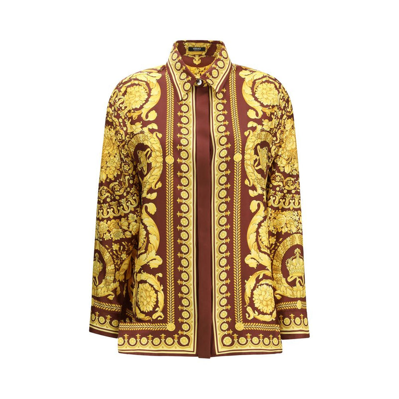 Versace Silk Bordeaux Pattern Shirt Glam Steals