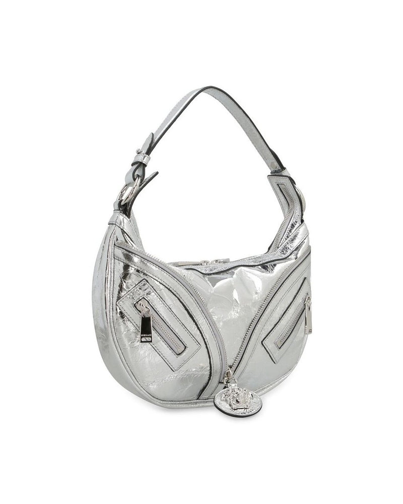 Versace Silver Leather Lamb Shoulder Bag Glam Steals