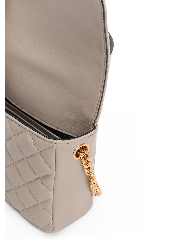 Versace Taupe Leather Quilted Handbag Glam Steals