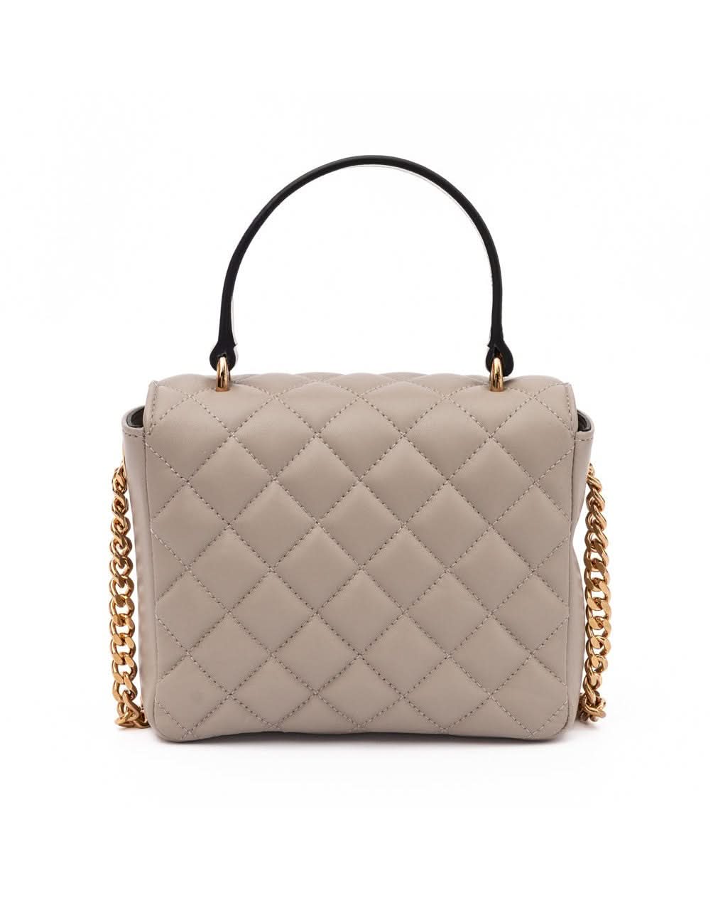 Versace Taupe Leather Quilted Handbag Glam Steals