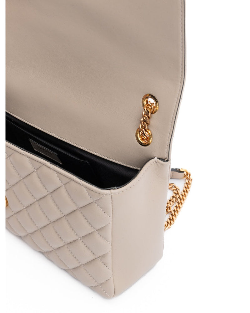 Versace Taupe Leather Quilted Shoulder Strap Bag Glam Steals