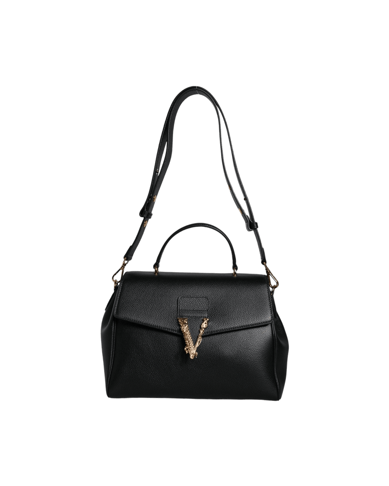 Versace Top Black Handle Grainy Calfskin Leather Crossbody Bag Glam Steals