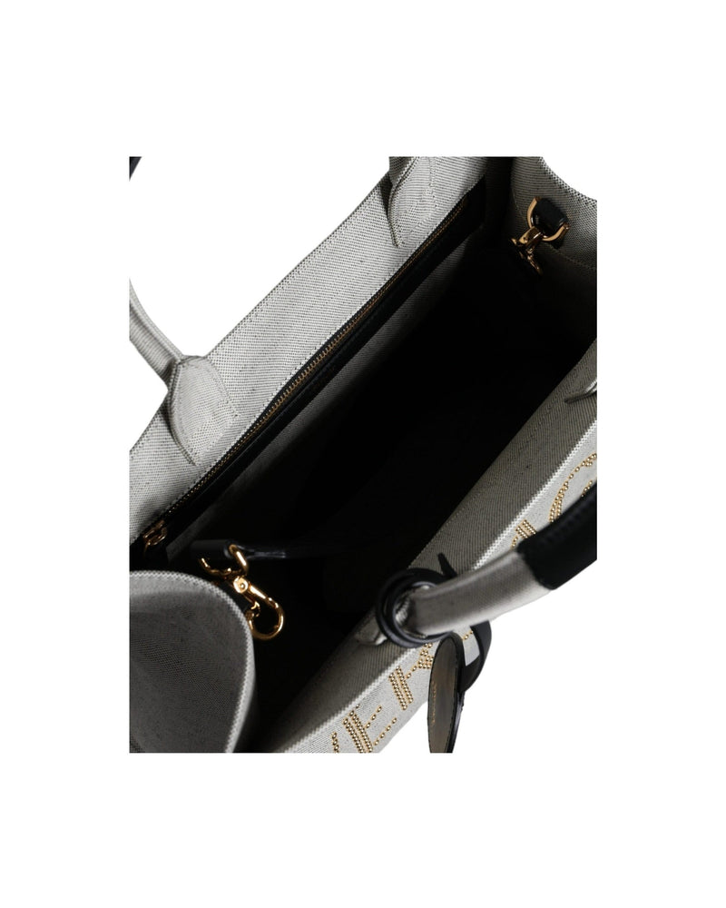 Versace Top Handle Canvas Leather Logo Crossbody Tote White Bag Glam Steals