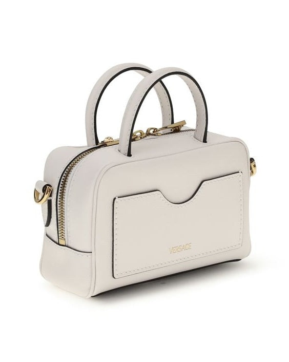Versace White Calf Leather Bos Taurus Handbag Glam Steals