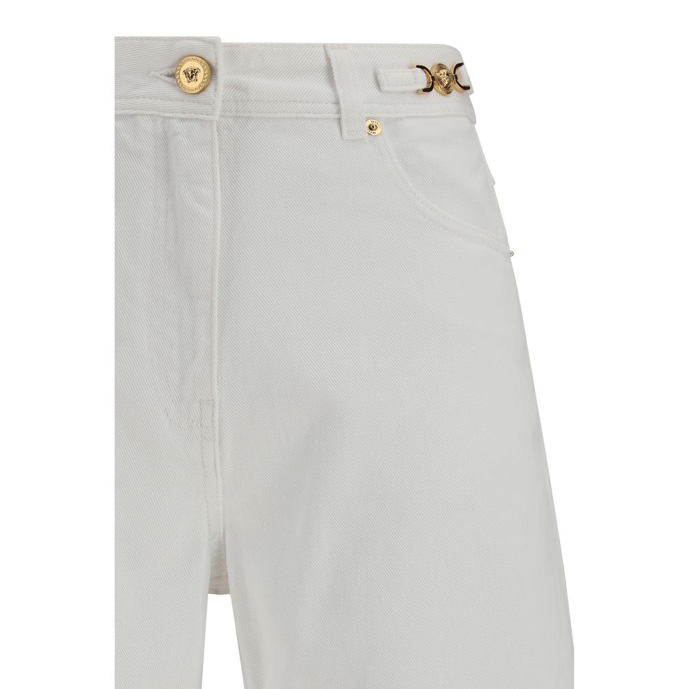 Versace White Cotton Straight Leg Jeans Glam Steals