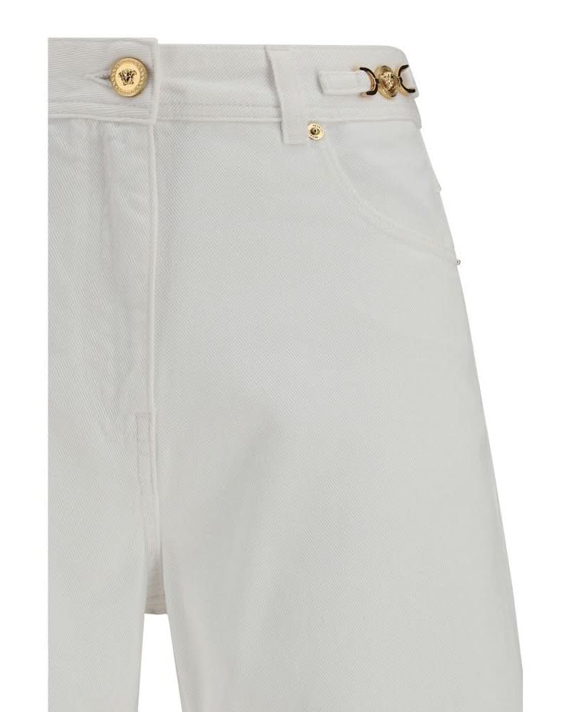 Versace White Cotton Straight Leg Jeans 