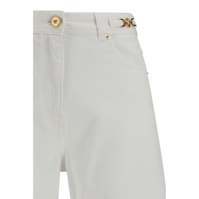 Versace White Cotton Straight Leg Jeans Glam Steals
