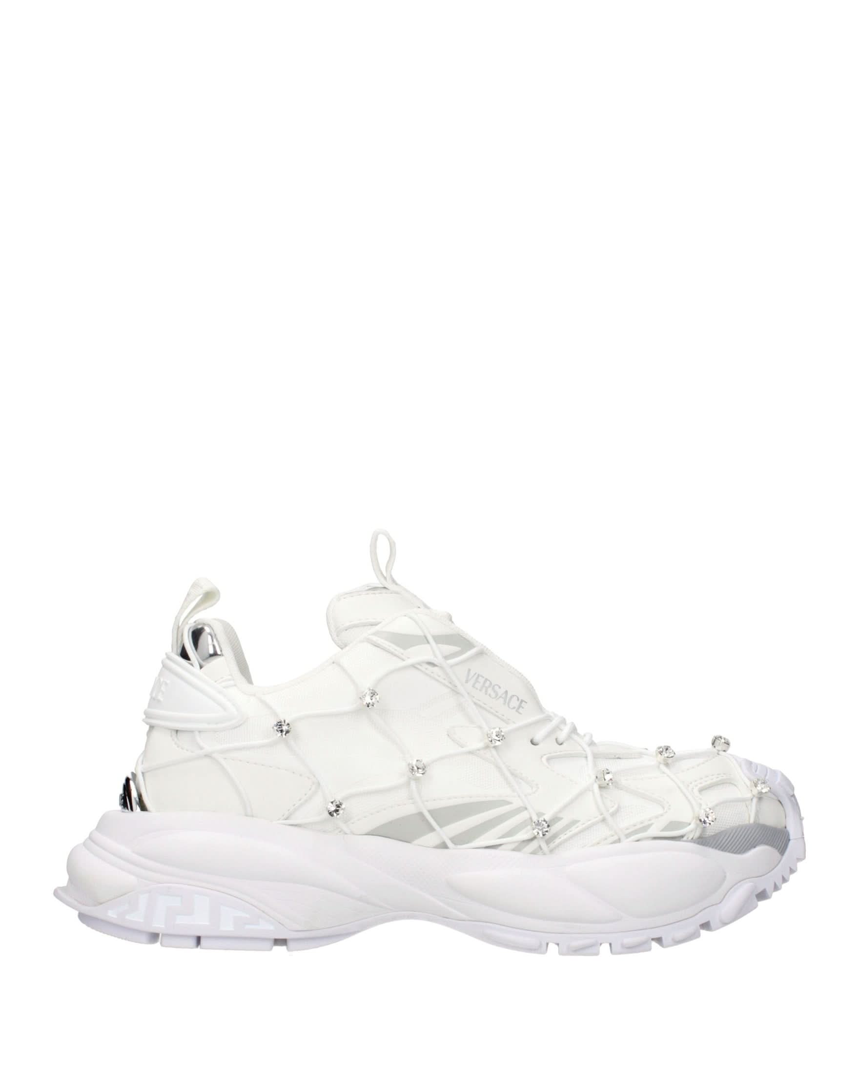 Versace White Fabric Sneakers Glam Steals