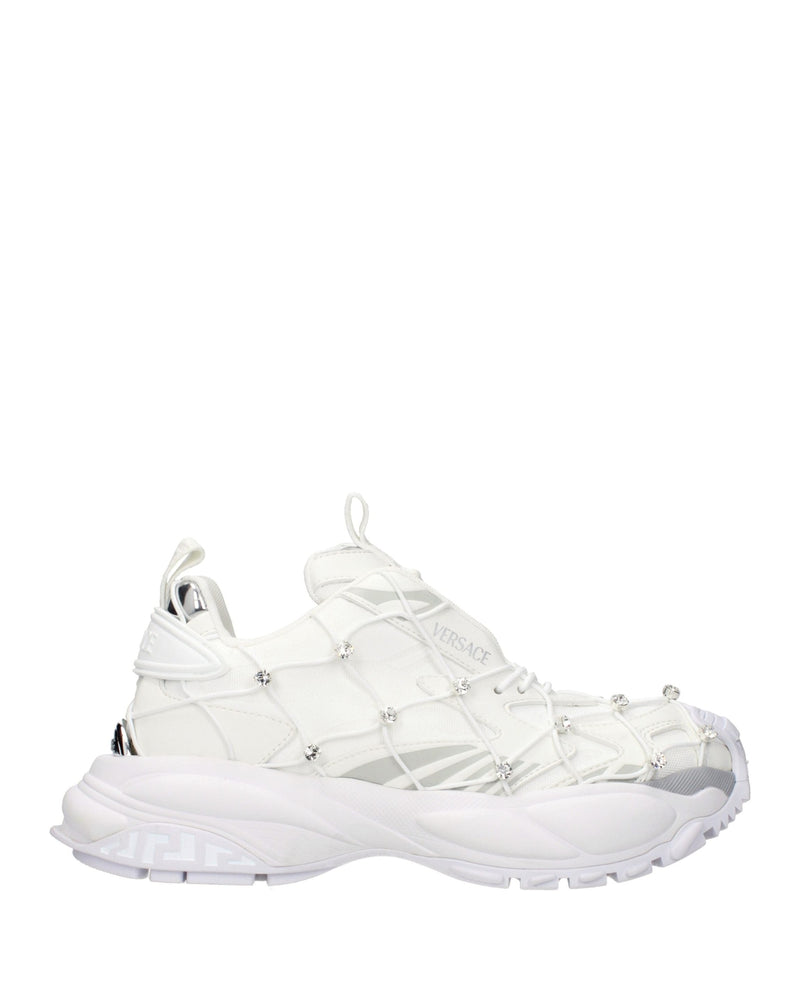 Versace White Fabric Sneakers Glam Steals