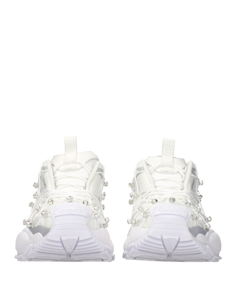 Versace White Fabric Sneakers Glam Steals