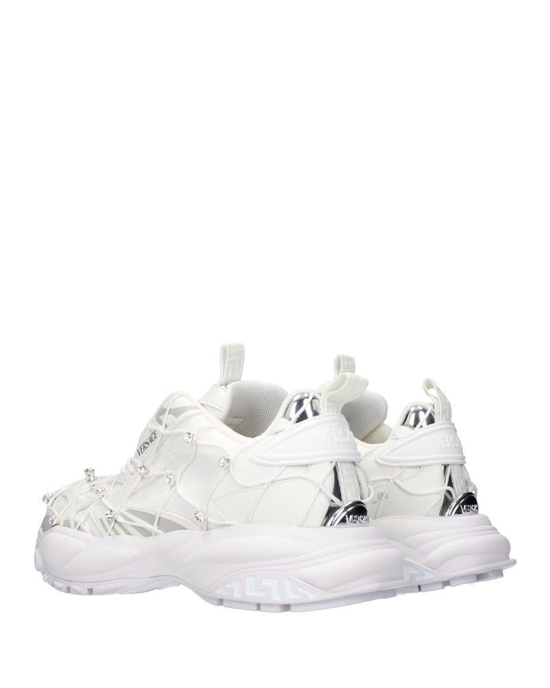 Versace White Fabric Sneakers Glam Steals