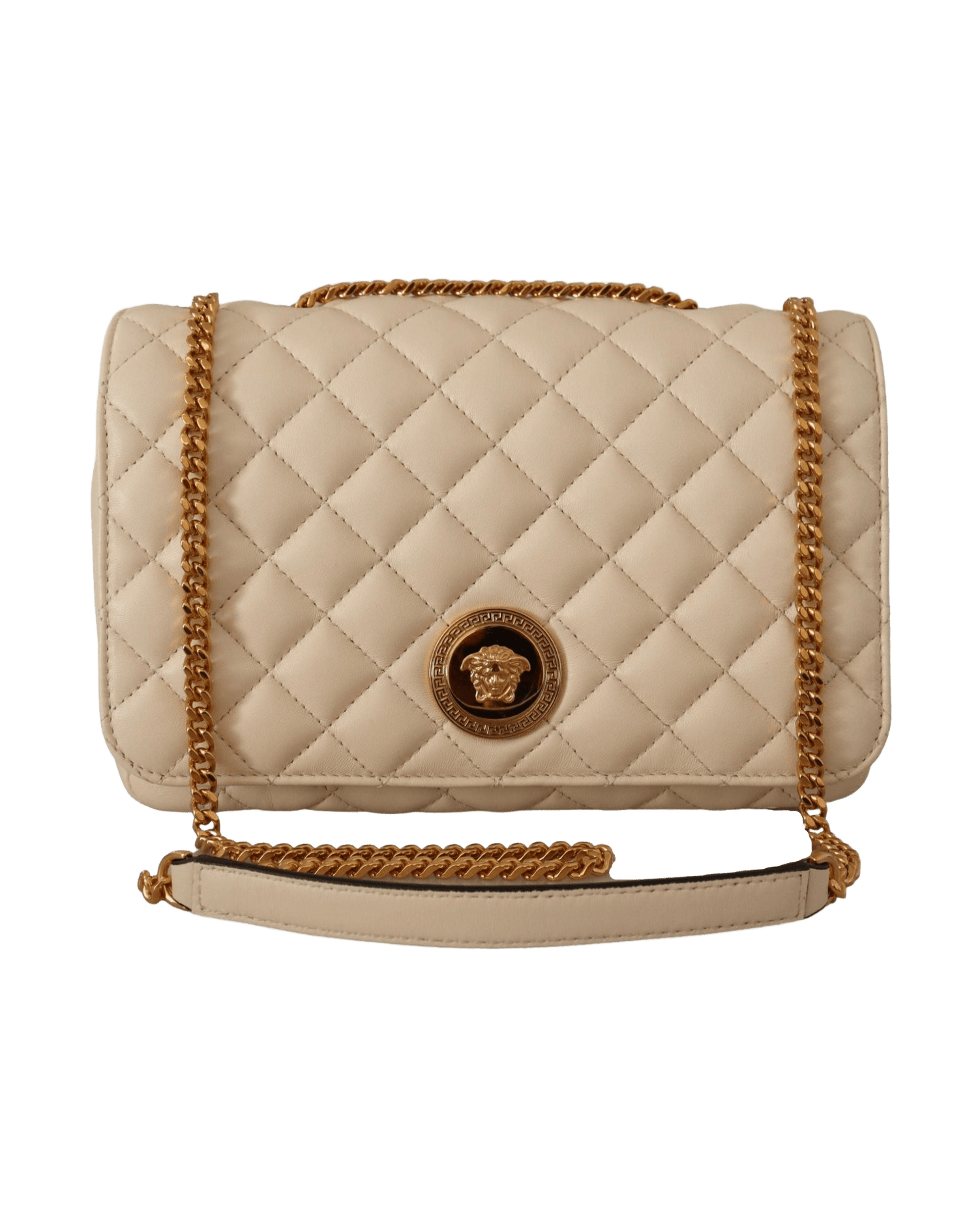 Versace Leather White Elegant Nappa Shoulder Bag Glam Steals