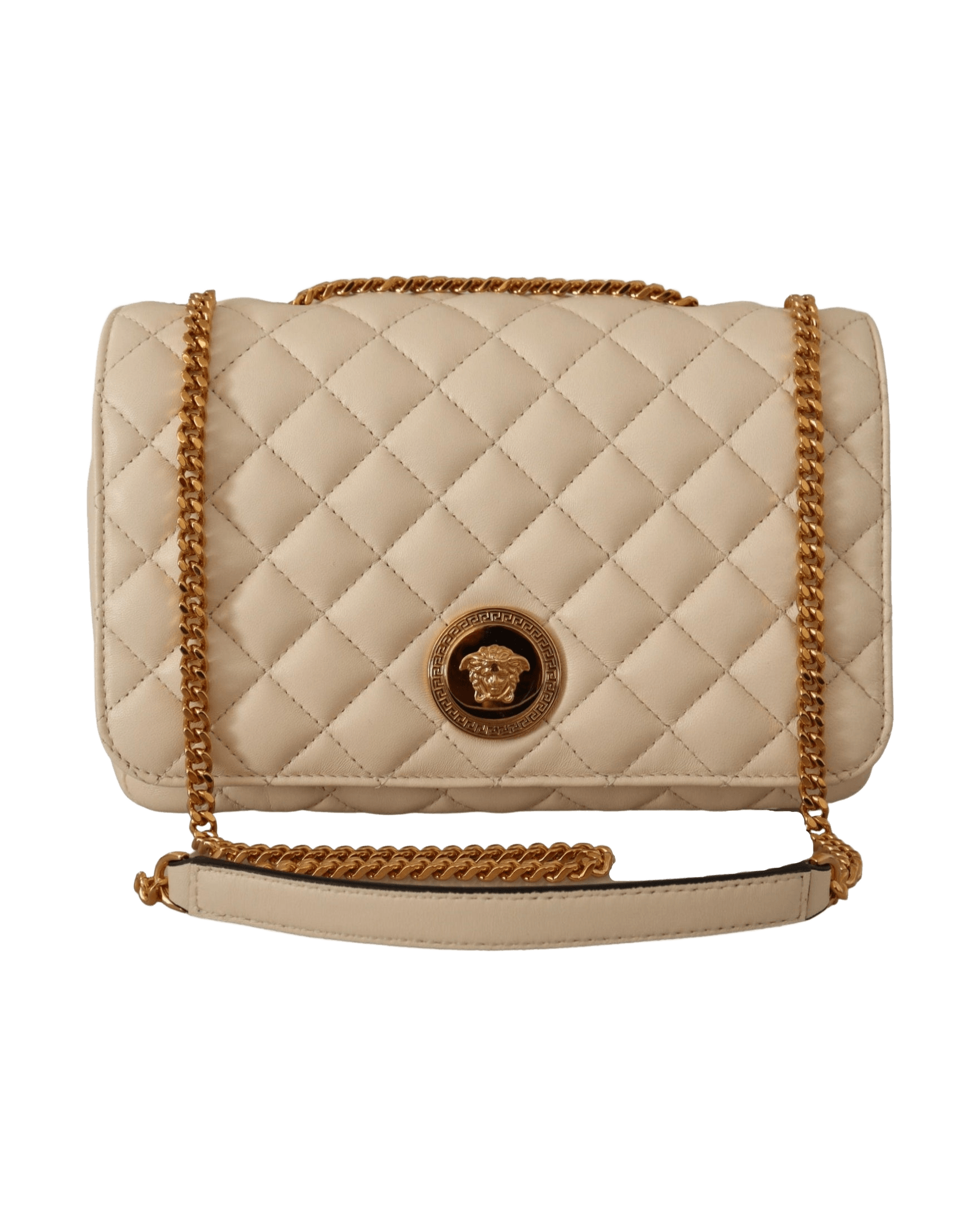 Versace White Leather Elegant Nappa Shoulder Bag Glam Steals
