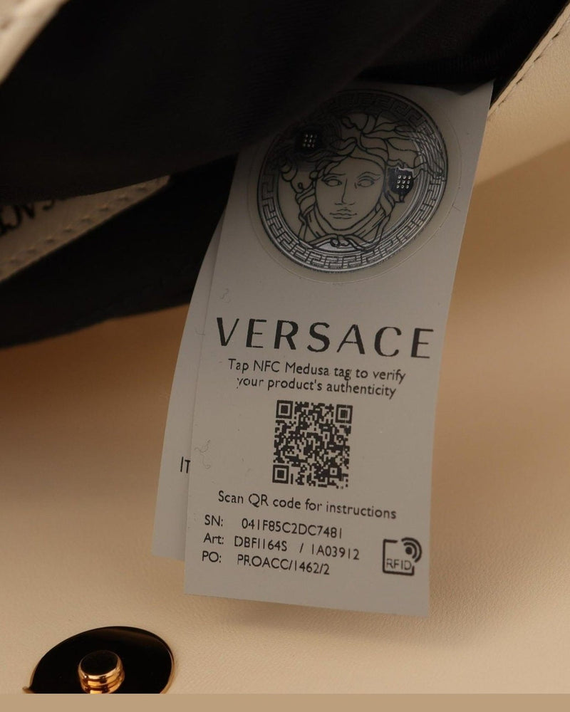 Versace White Leather Elegant Nappa Shoulder Bag Glam Steals