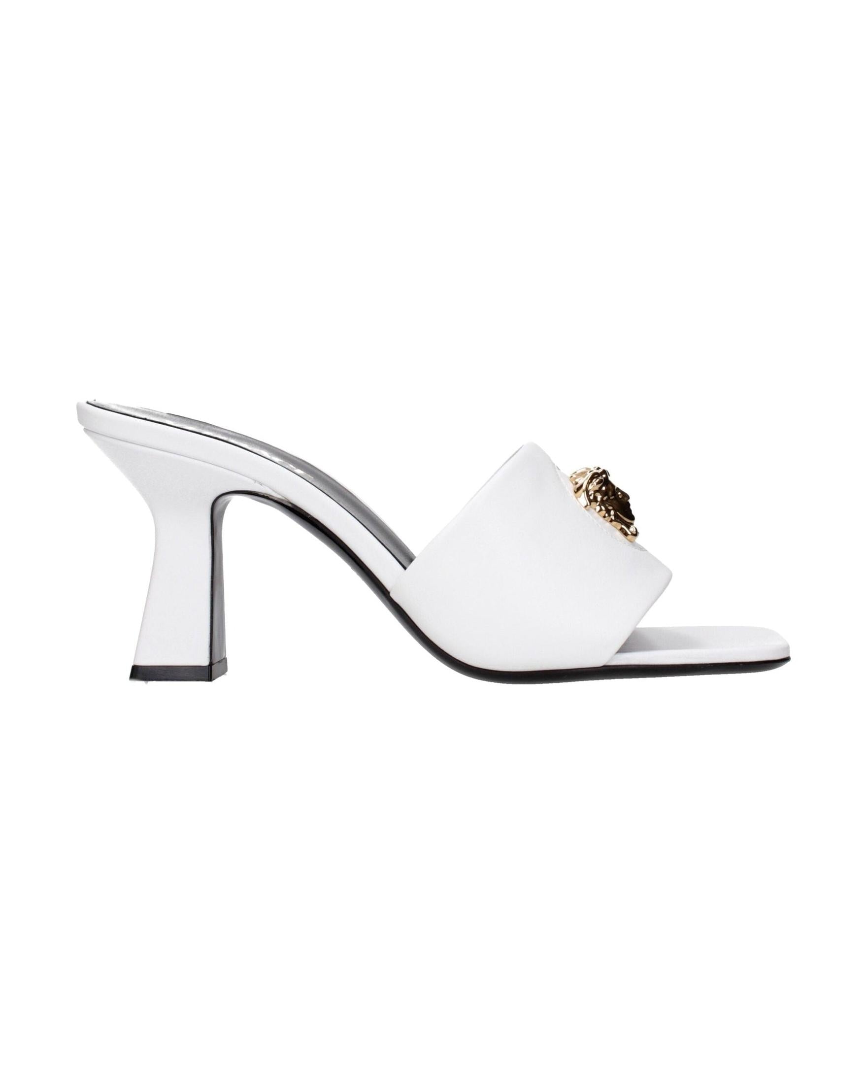Versace White Leather Stiletto Heels Sandals Glam Steals