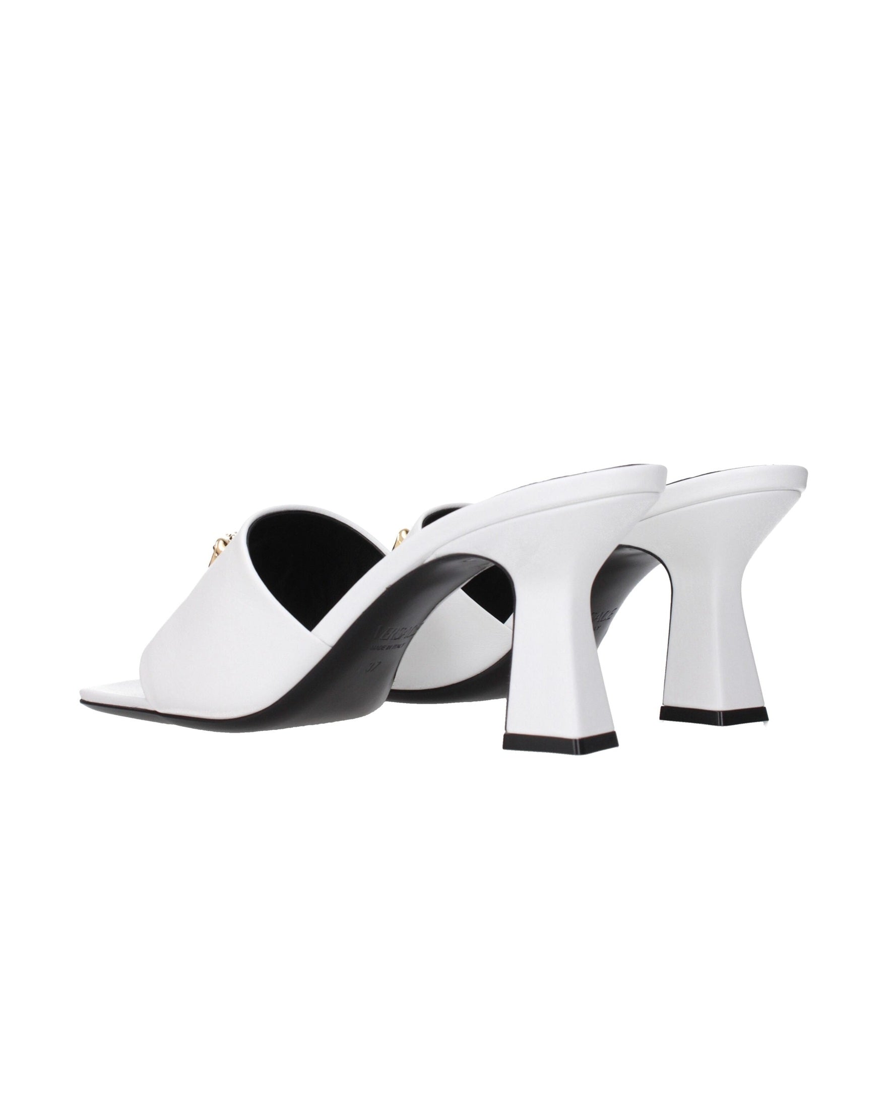 Versace White Leather Stiletto Heels Sandals Glam Steals