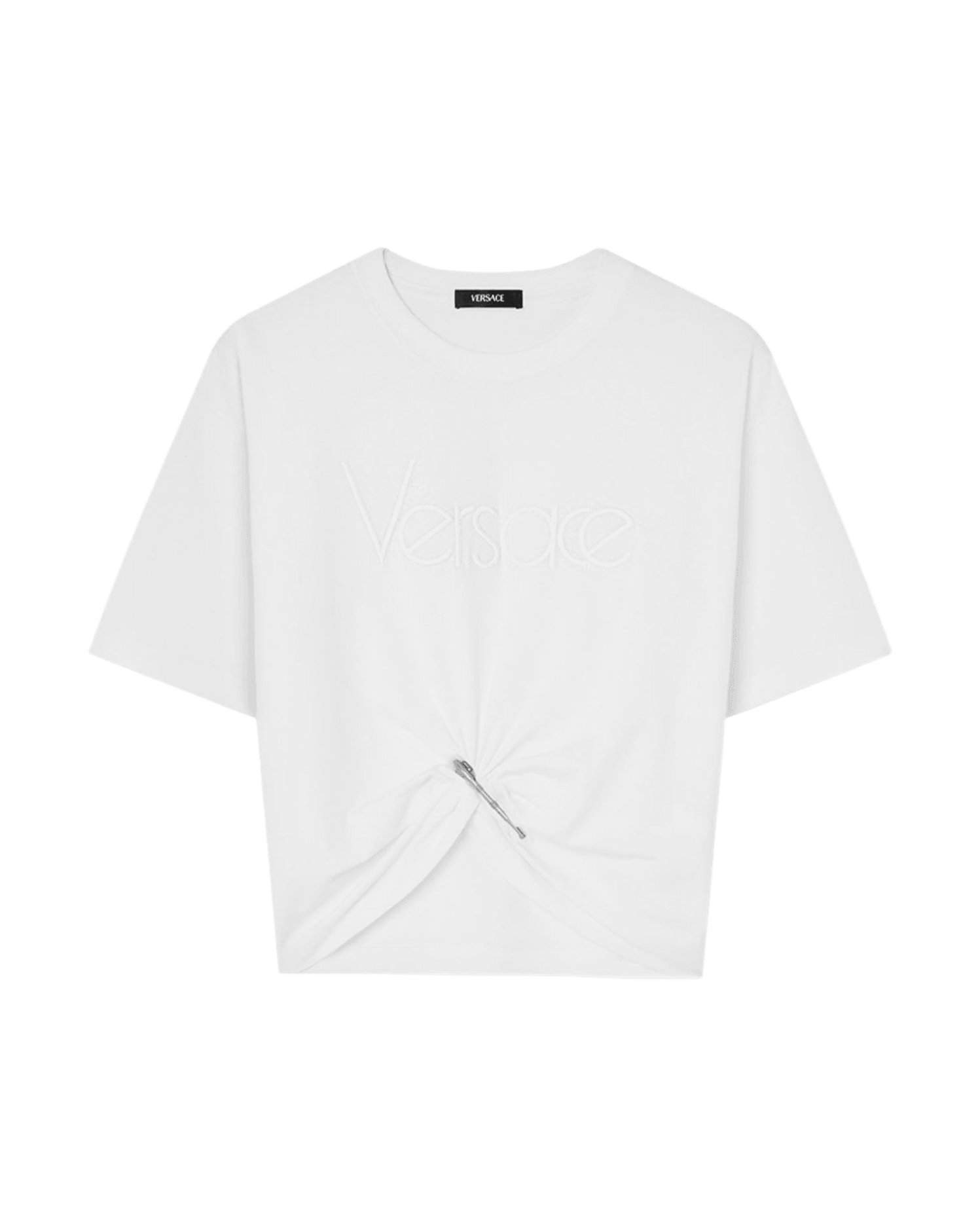 Versace White Logo Embroidered T-Shirt Glam Steals