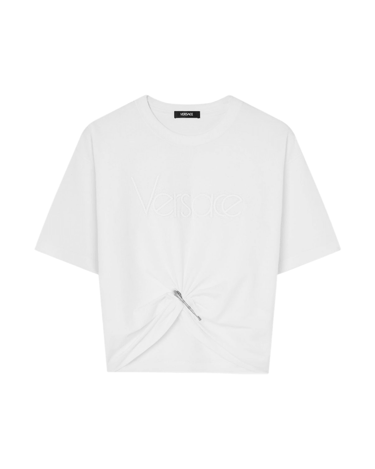 Versace White Logo Embroidered T-Shirt Glam Steals