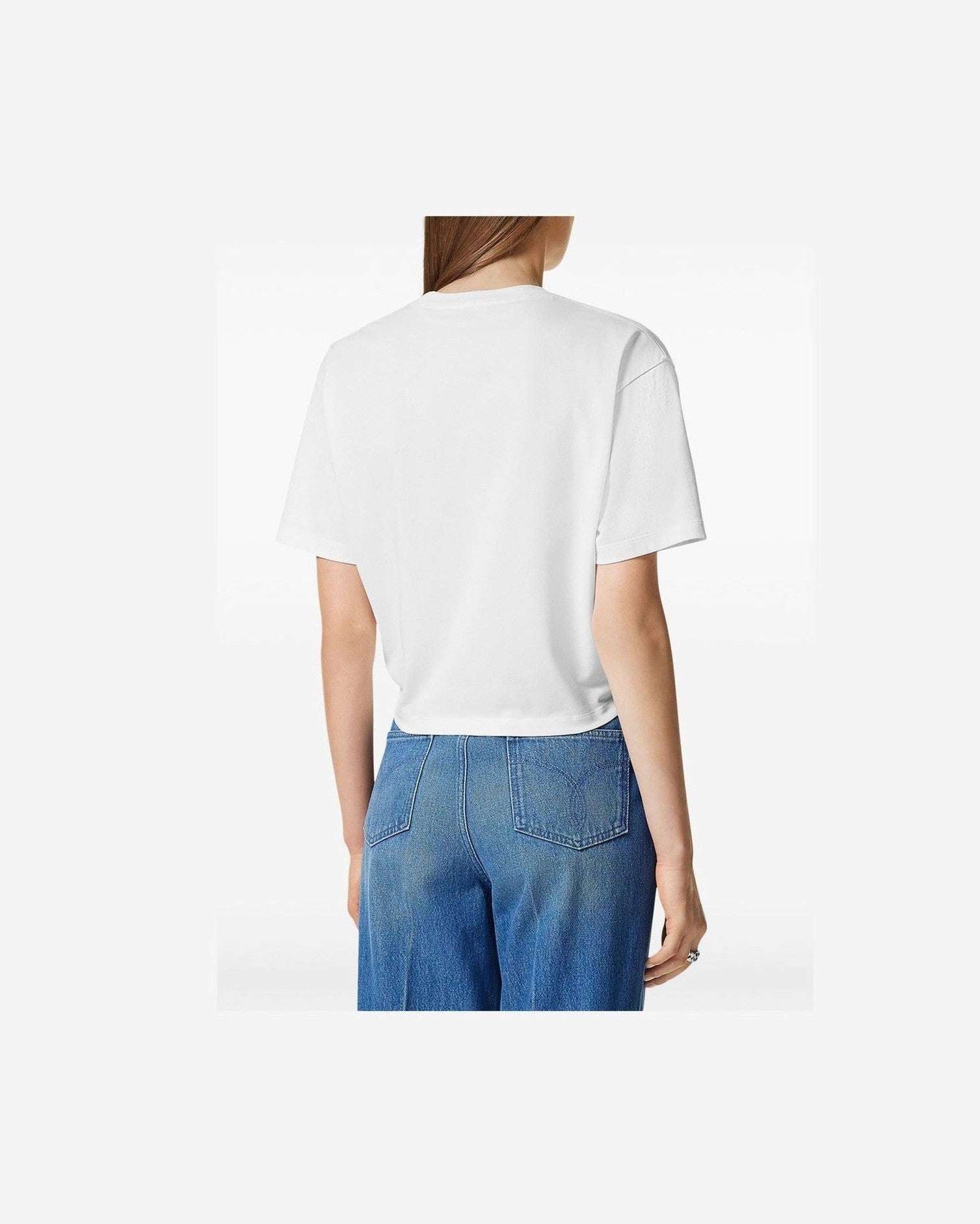 Versace White Logo Embroidered T-shirt Glam Steals