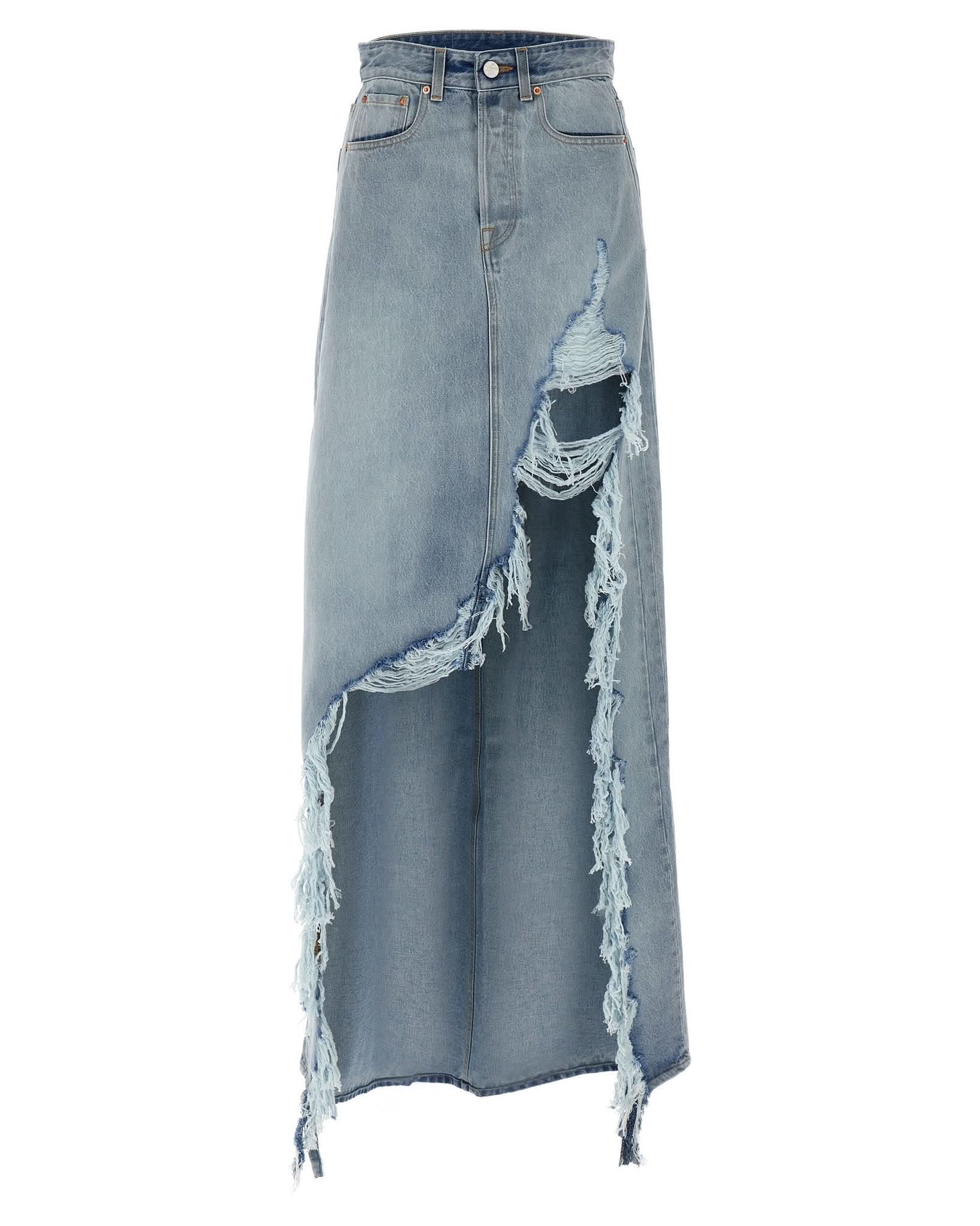 Vetements Denim Destroyed Maxi Skirt Glam Steals