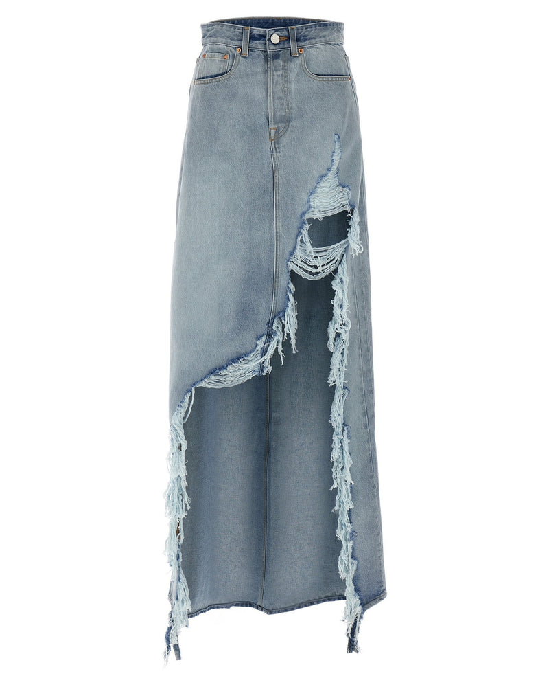 Vetements Denim Destroyed Maxi Skirt Glam Steals