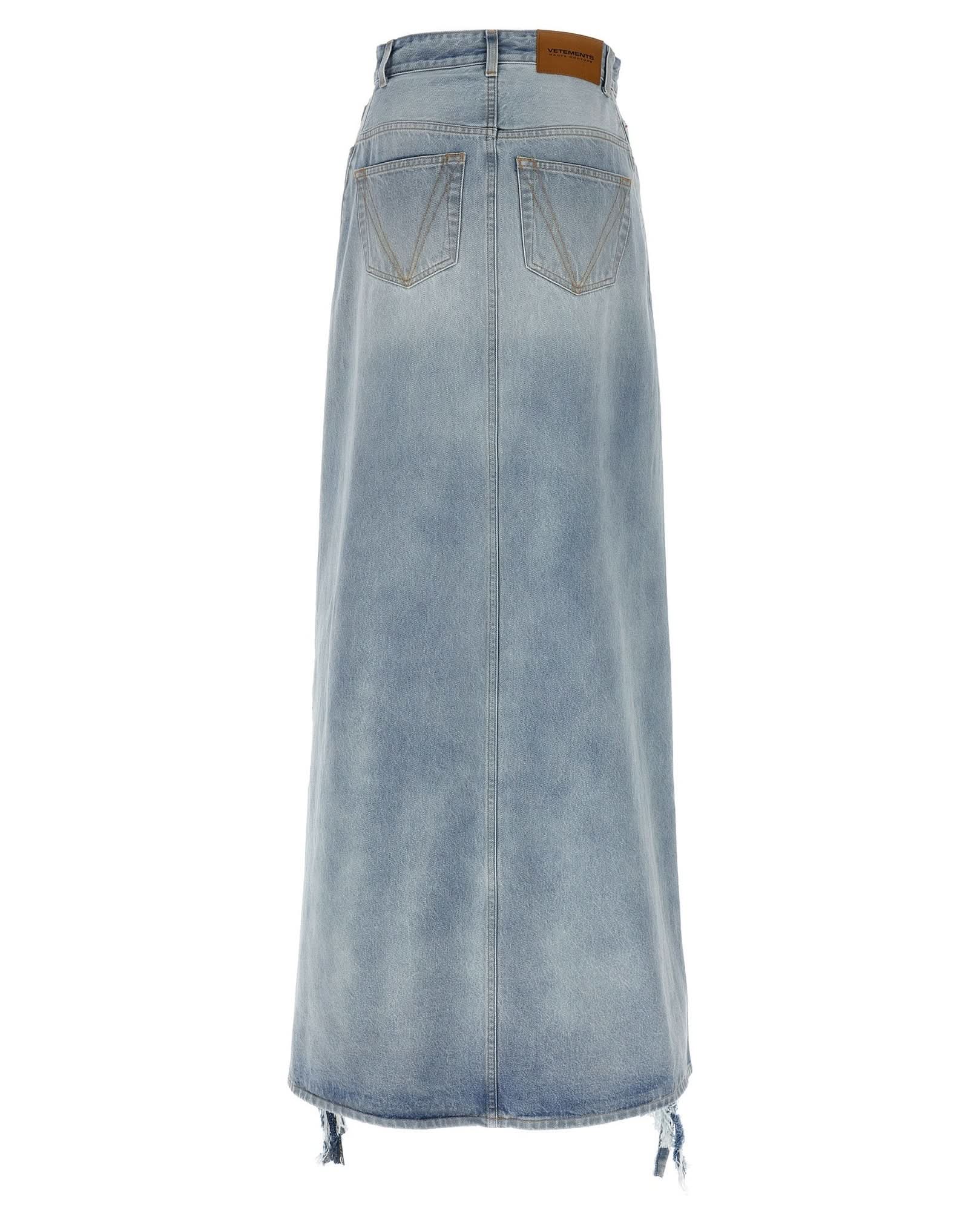Vetements Denim Destroyed Maxi Skirt Glam Steals