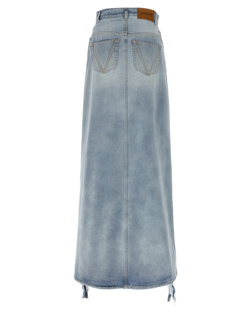 Vetements Denim Destroyed Maxi Skirt Glam Steals