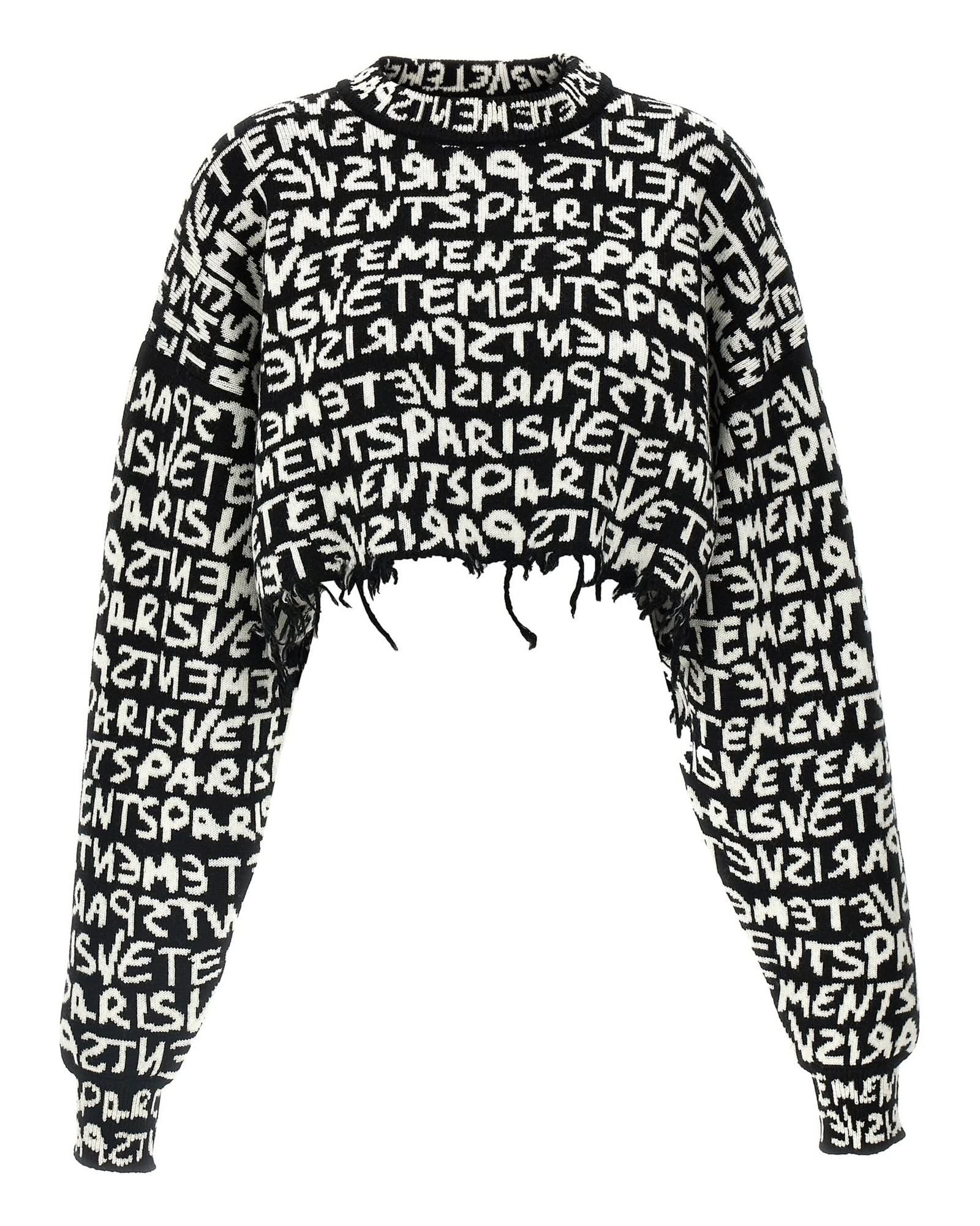 Vetements Paris Monogram Cropped Sweater Glam Steals