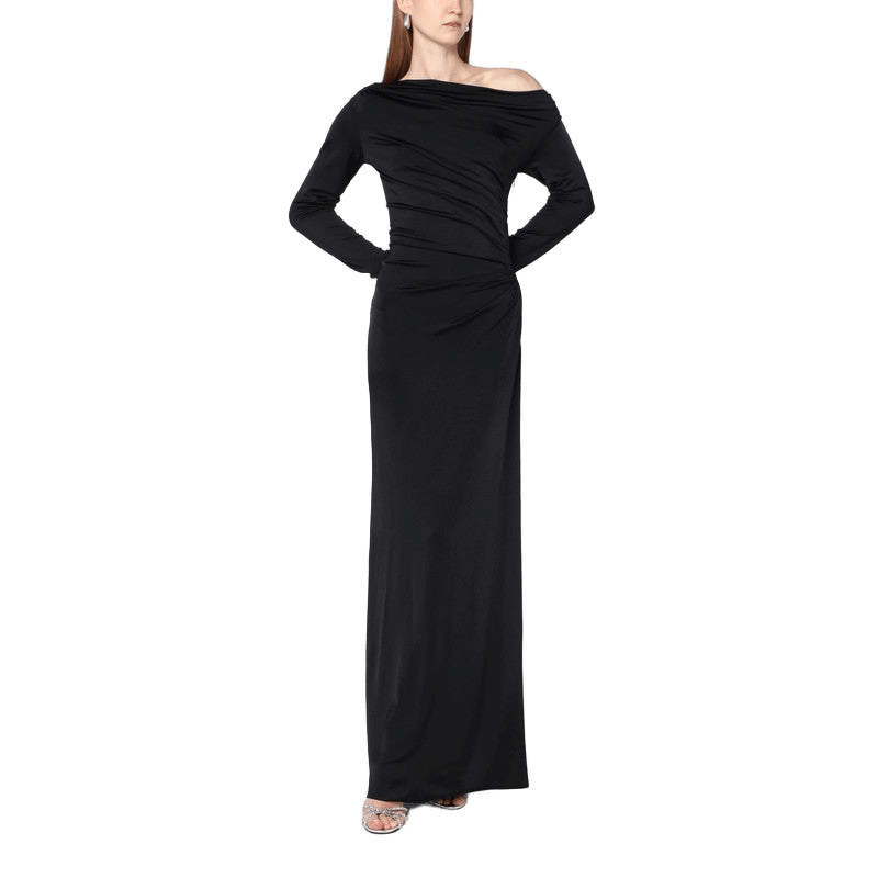 Victoria Beckham Black Jersey Long Dress in Viscose Glam Steals
