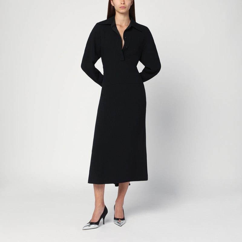 Victoria Beckham Black Satin Shirt Dress Midi Glam Steals