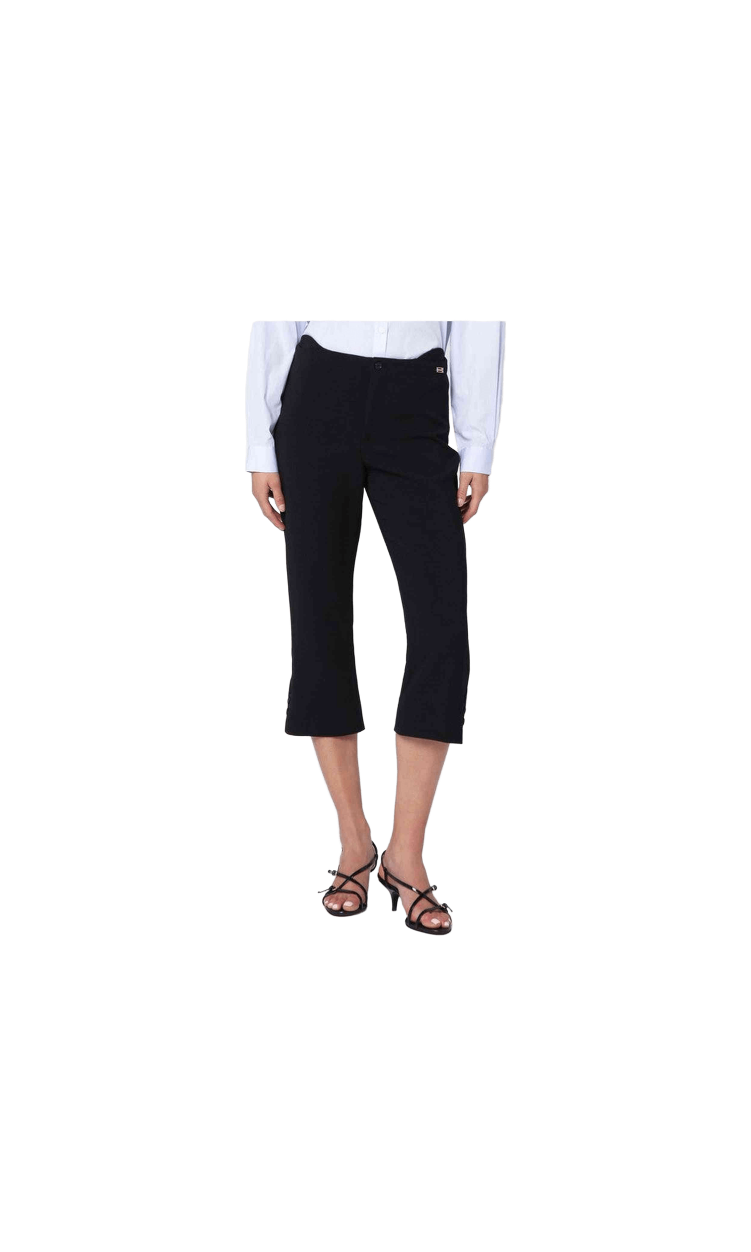 Victoria Beckham Black Wool Cropped Trouser in Blend Glam Steals