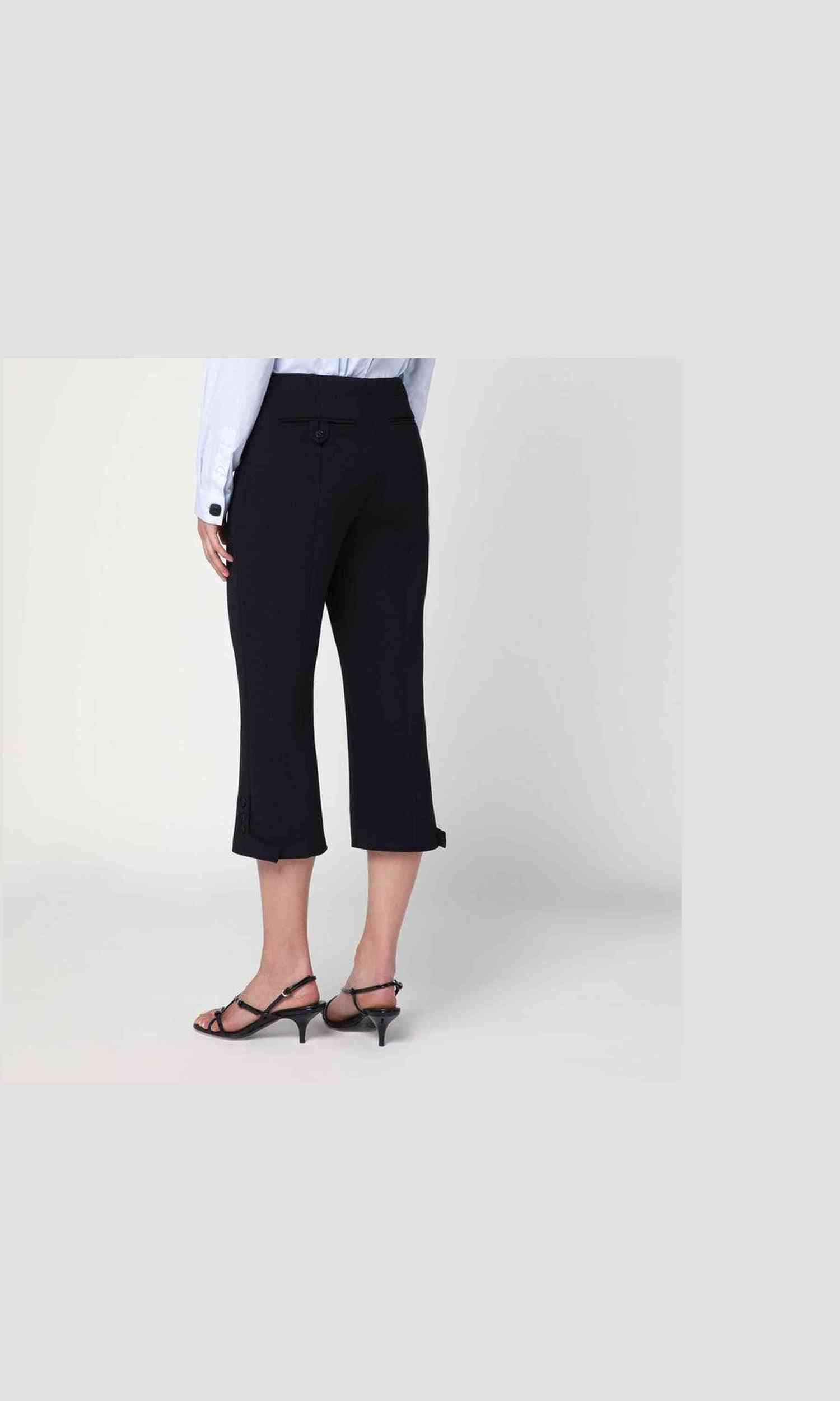 Victoria Beckham Black Wool Cropped Trouser in Blend Glam Steals
