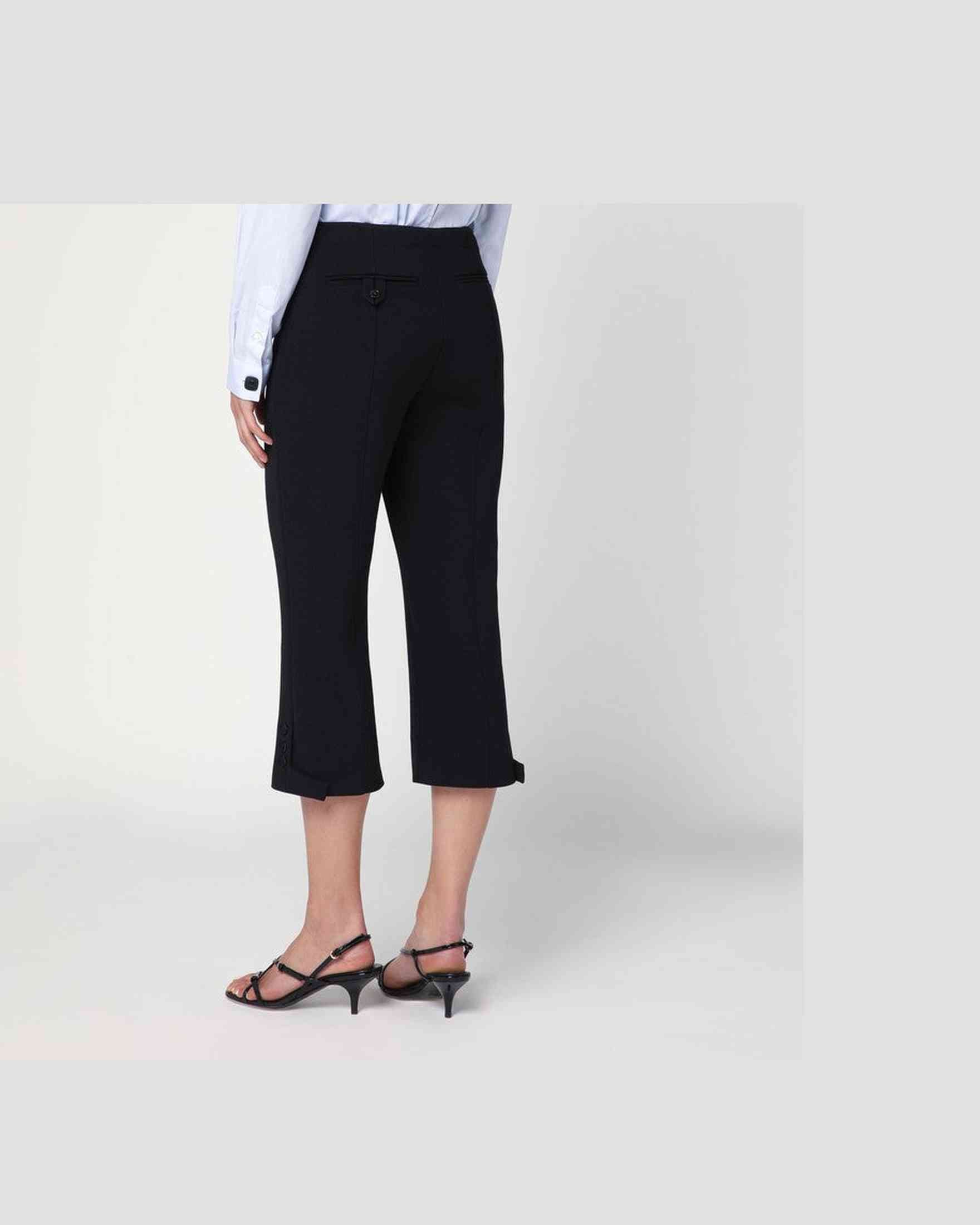 Victoria Beckham Black Wool Cropped Trouser in Blend Glam Steals