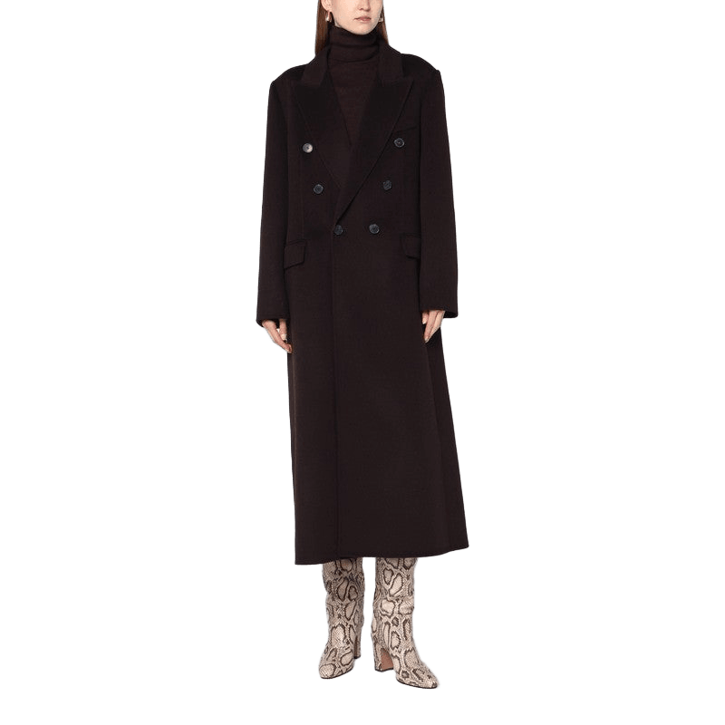 Victoria Beckham Brown Wool Double Breasted Coat in Cashmere Glam Steals