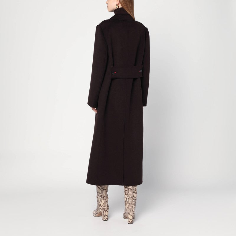 Victoria Beckham Brown Wool Double Breasted Coat in and Cashmere Glam Steals