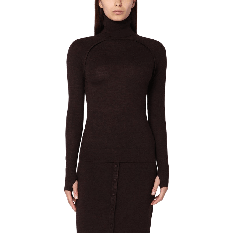 Victoria Beckham Brown Wool Turtleneck Sweater Glam Steals