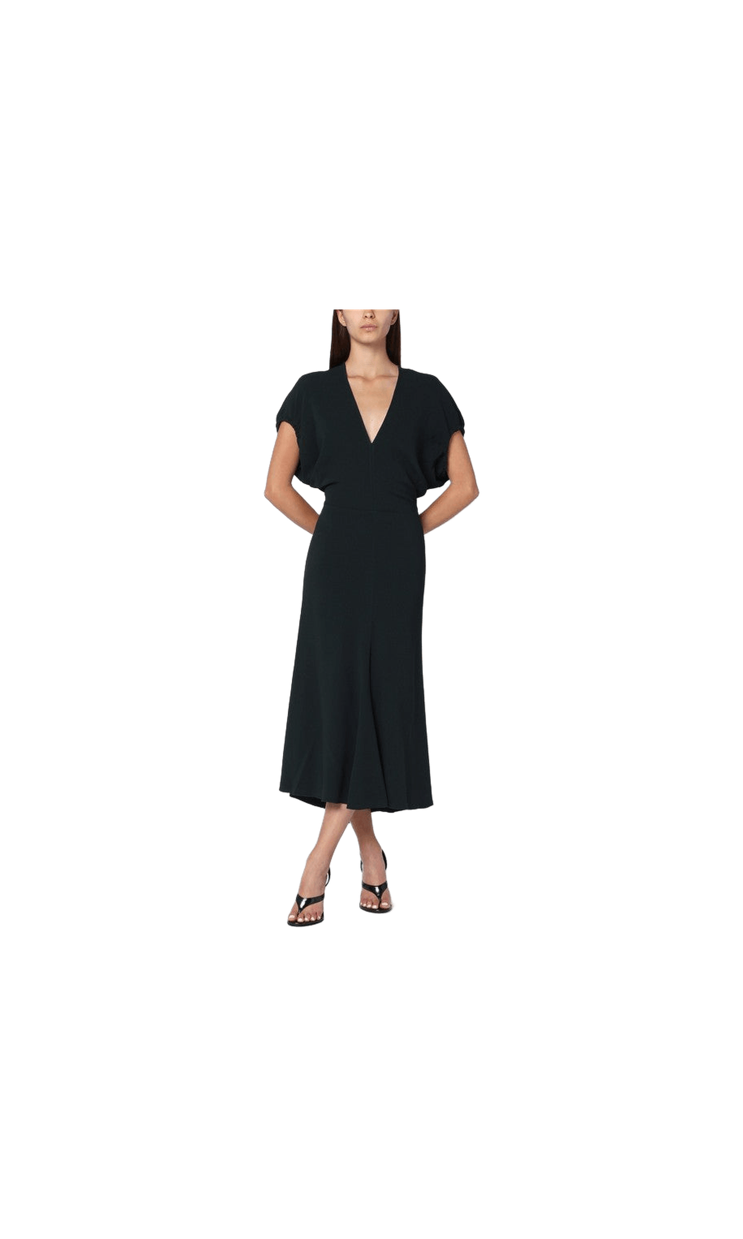 Victoria Beckham Dark Green Satin Midi Dress Glam Steals
