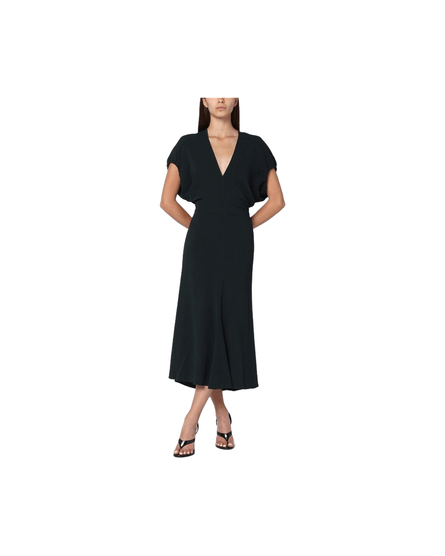 Victoria Beckham Dark Green Satin Midi Dress Glam Steals