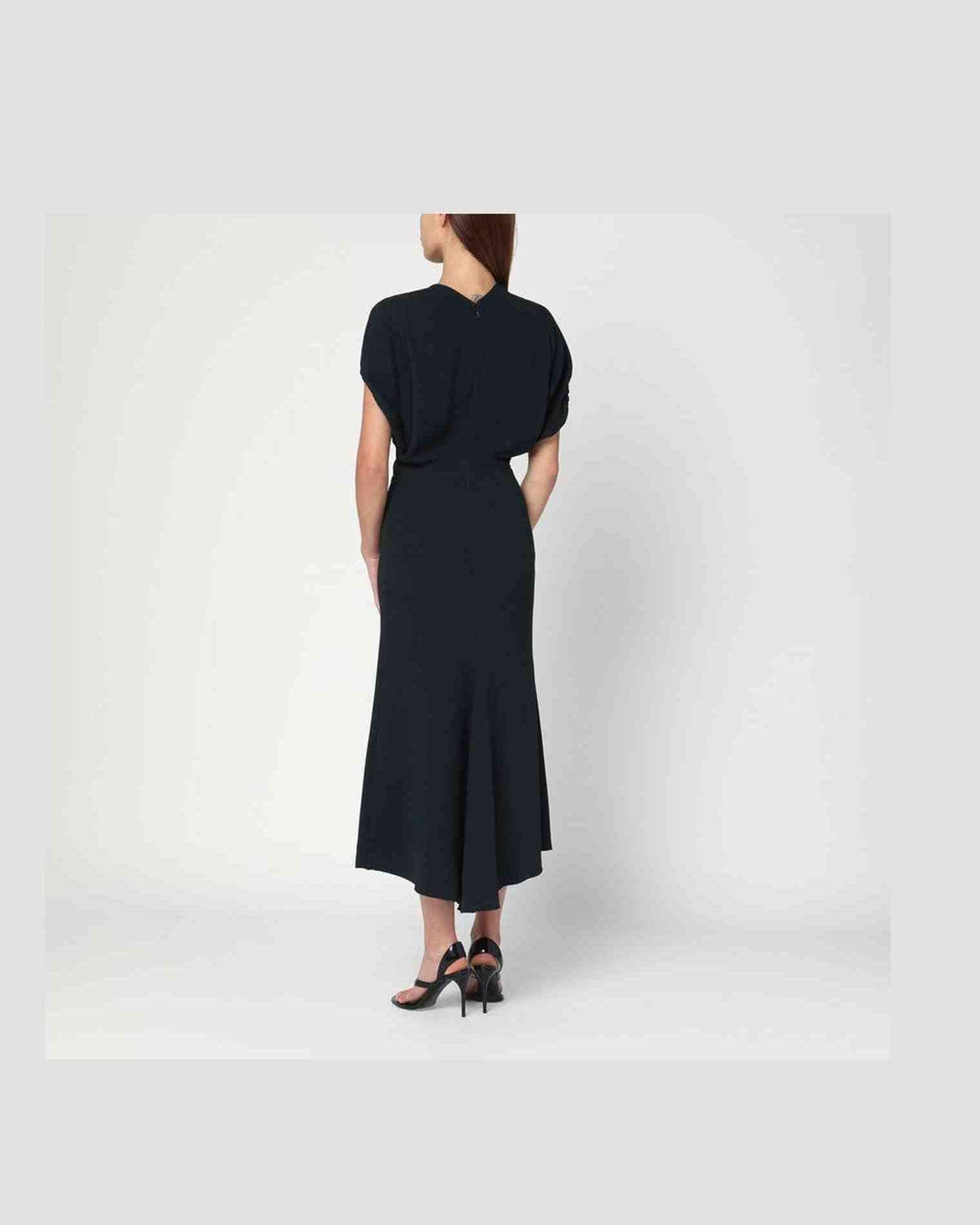 Victoria Beckham Dark Green Satin Midi Dress Glam Steals
