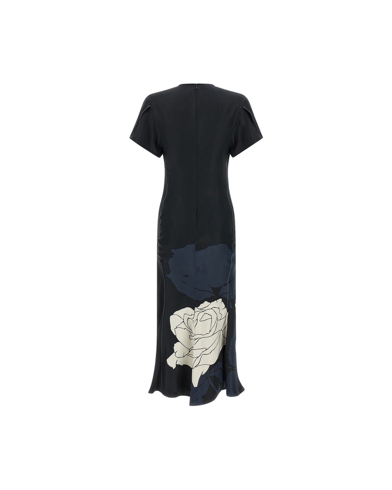 Victoria Beckham Gathered V Neck Midi Dress Glam Steals