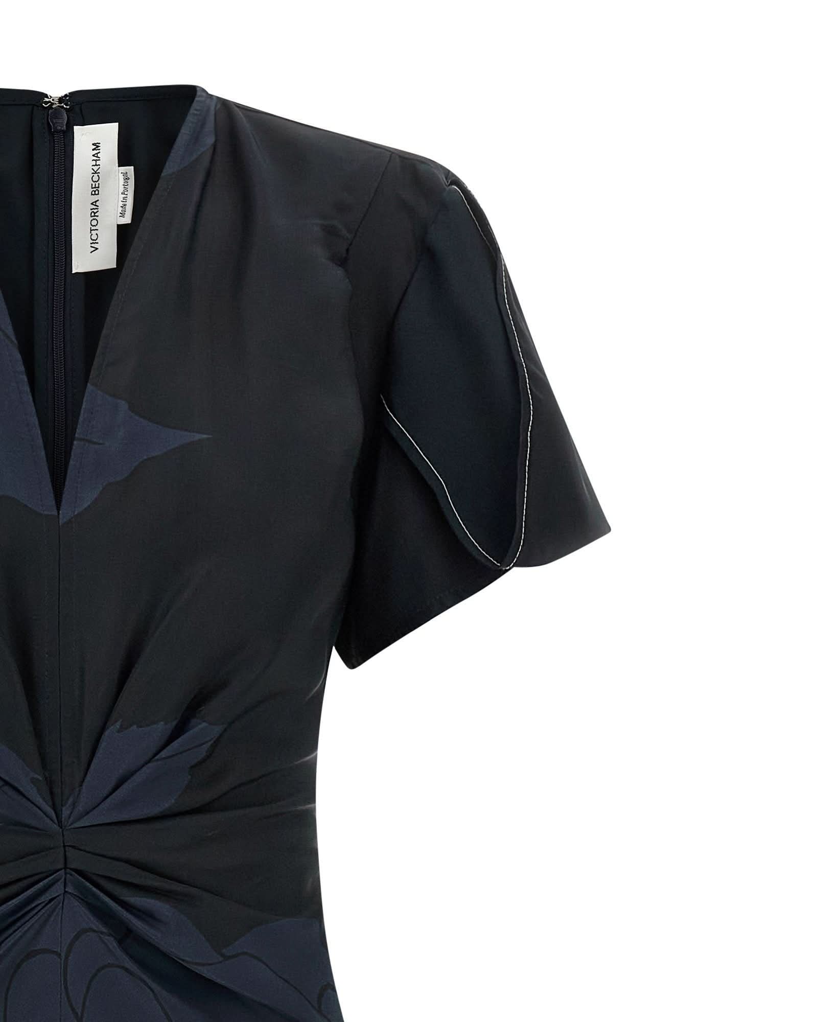 Victoria Beckham Gathered V Neck Midi Dress Glam Steals