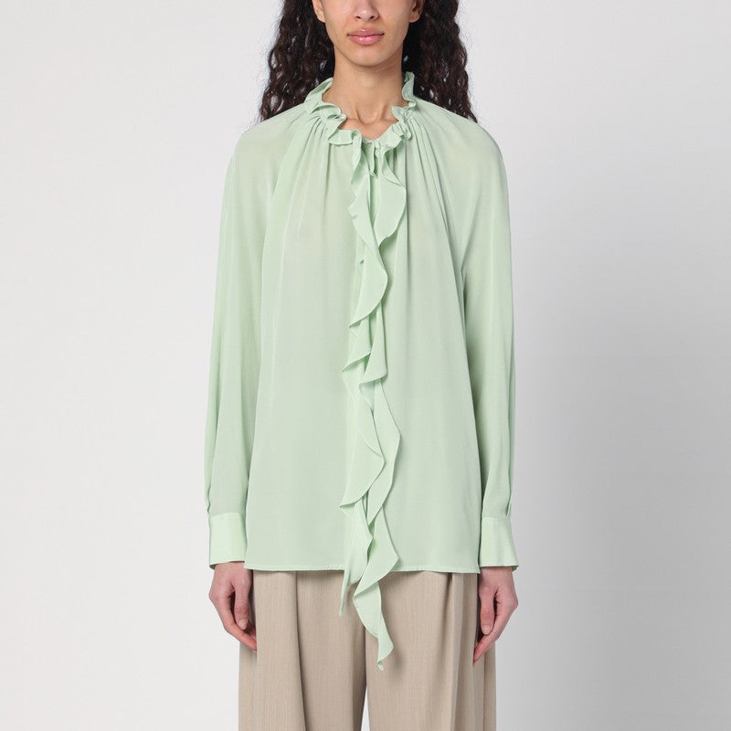 Victoria Beckham Green Light Shirt with Ruffles Glam Steals